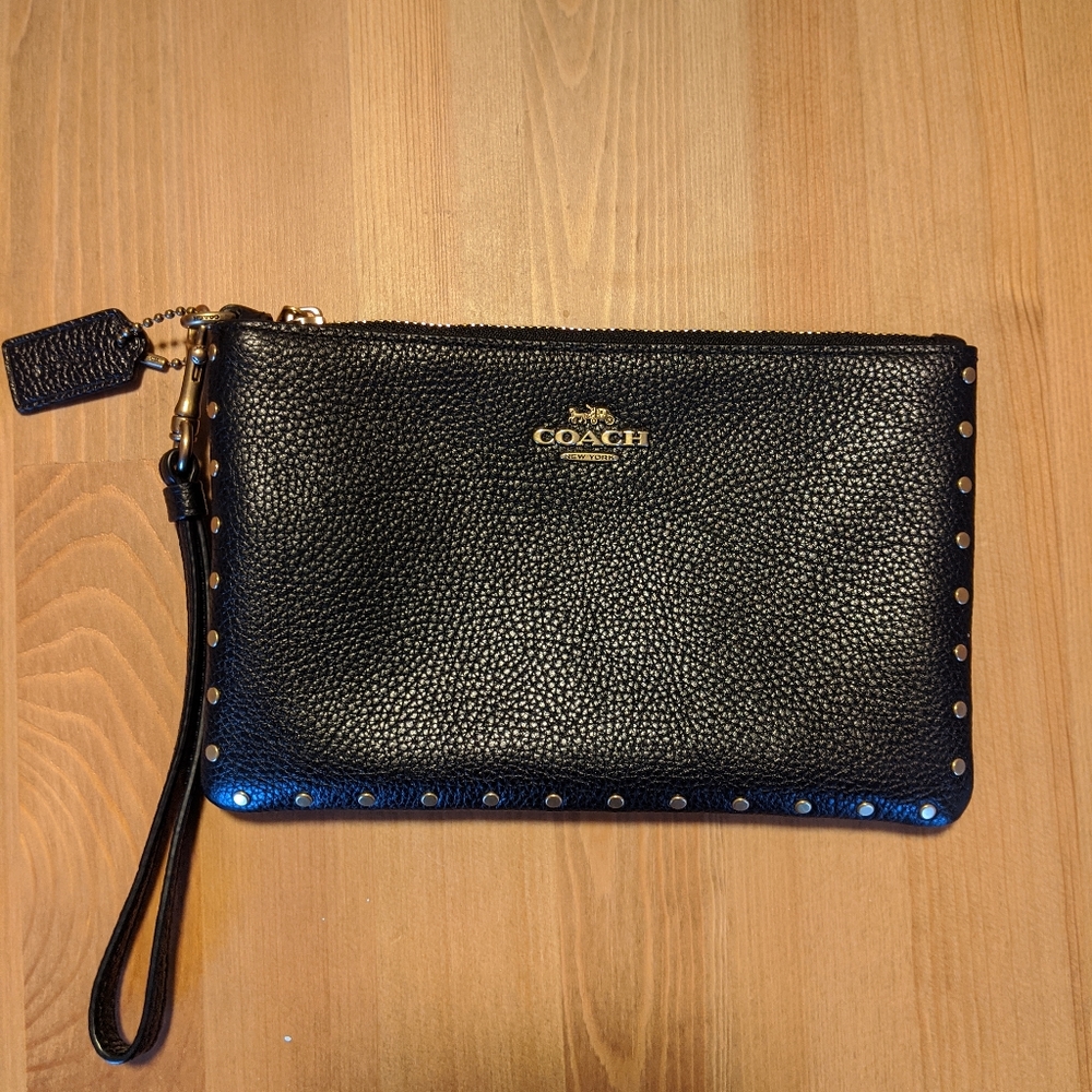 Coach Polished Pebble Leather Small Wristlet